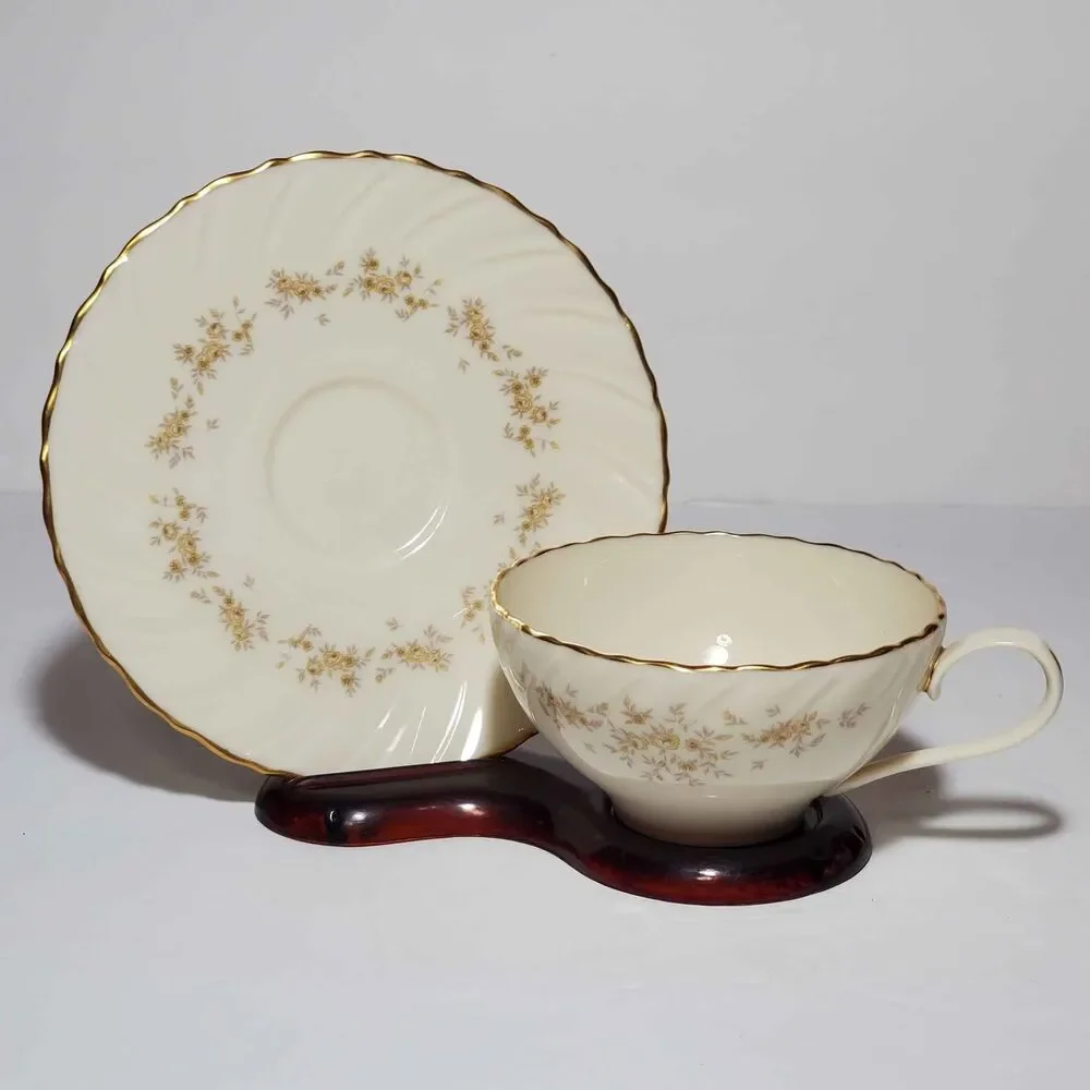 Lenox Teacup and Saucer Gaylord Yellow Flowers Vintage